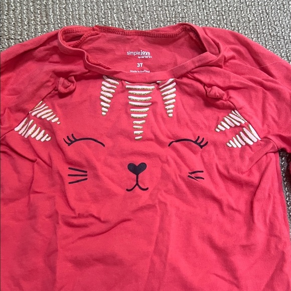 Carter's Red Cat Face Long Sleeve Tee - Picture 3 of 5